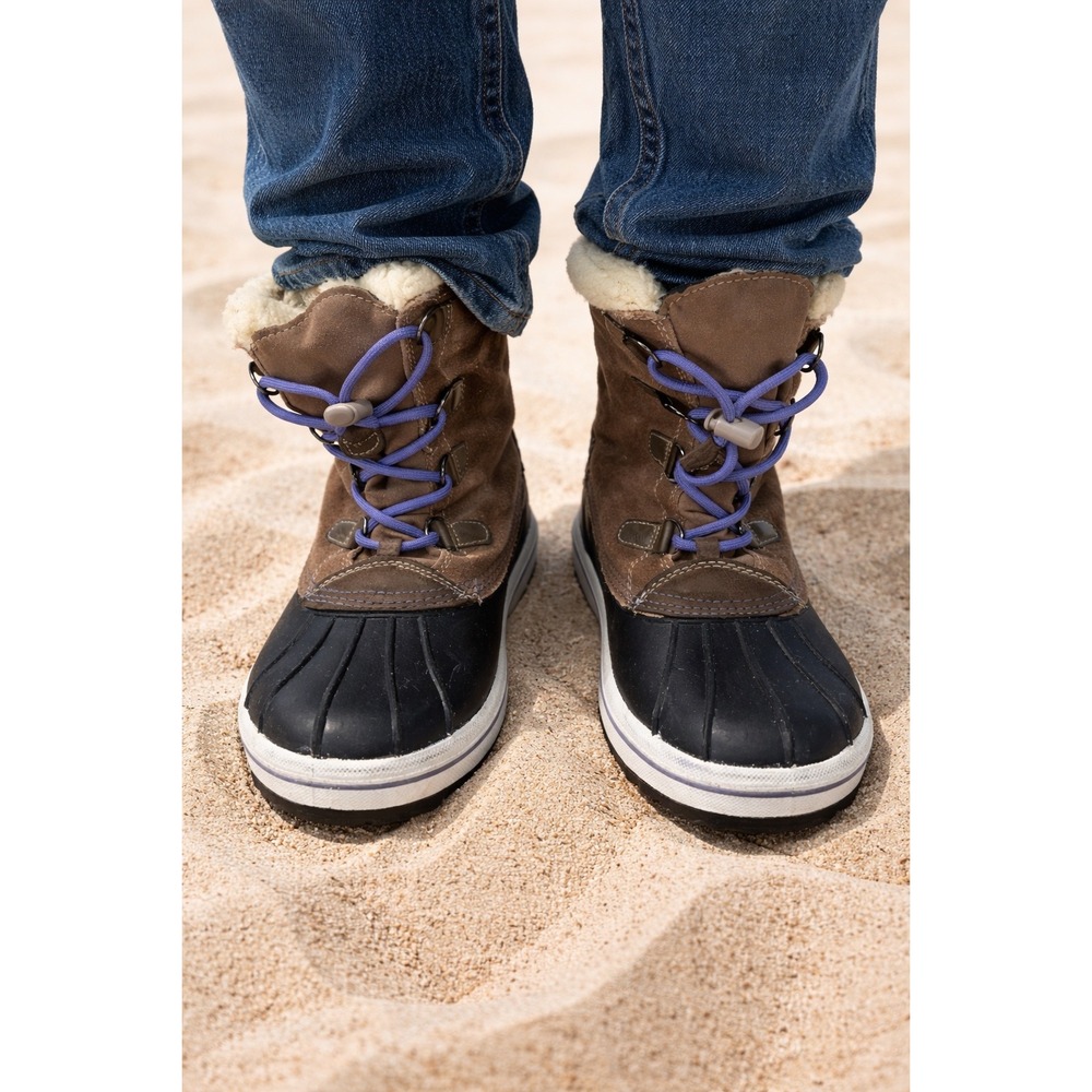 Target Thermolite Men Duck Boots Brown Suede Faux‎ Fur Lined Purple Laces Size 5